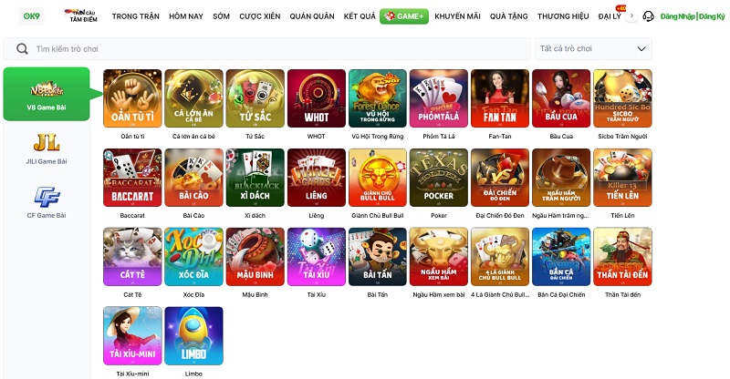Các Tựa Game Đình Đám Có Mặt Tại Sảnh Game Bài OK9